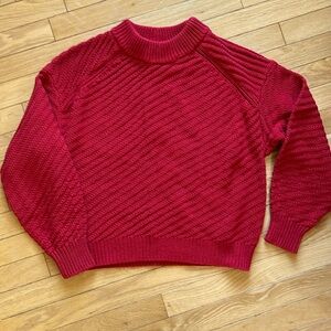 Cropped Crewneck Knit Sweater
